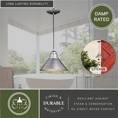 Vaxcel Lighting T0349 Outland 1 Light 10"W Outdoor Pendant - Grey - Picture 11 of 12
