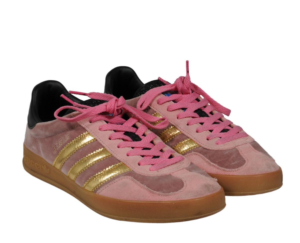 adidas gazelle silver green womens Gucci X ADIDAS Softy Velvet Suede Madeira Demetra Womens Gazelle Sneakers  4.5 Pink Gold 1751732 – FASHIONPHILE main image 0