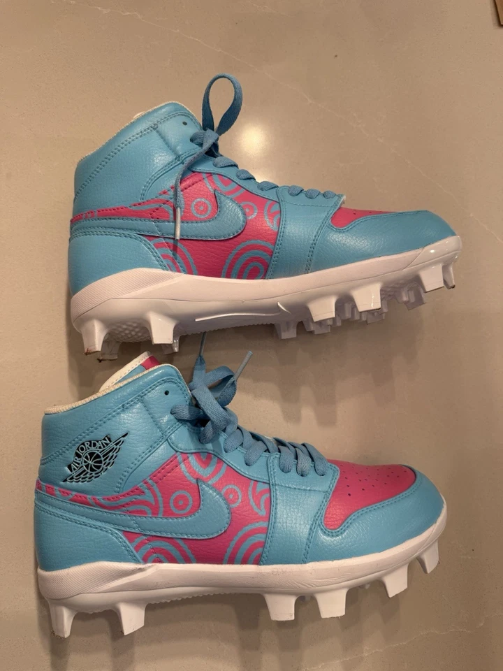 "Cotton Candy Paisley" JORDAN 1 RETRO CLEATS SIZE MENS 7.5 US - Image 2 of 4