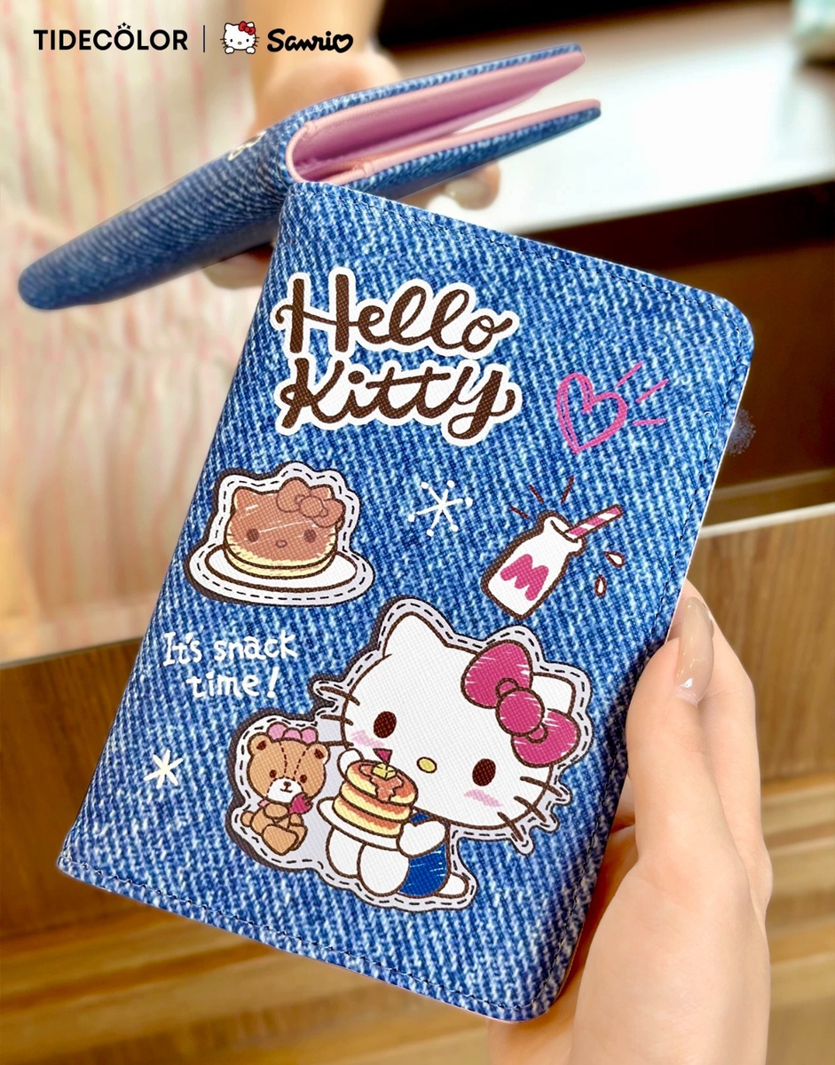 Hello Kitty ZGO TideColor Wallet Passport Holder Denim Leather