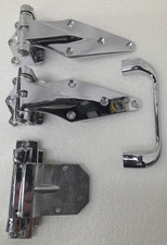 3 ANCIENNES CHARNIÈRES DE RÉFRIGÉRATEUR GLACIÈRE VINTAGE LAITON CHROMÉ ET 1 POIGNÉE