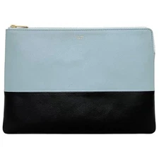 CELINE Clutch Bag Blue Black 104233AFF  Condition Leather CELINE Zipper Bicolor