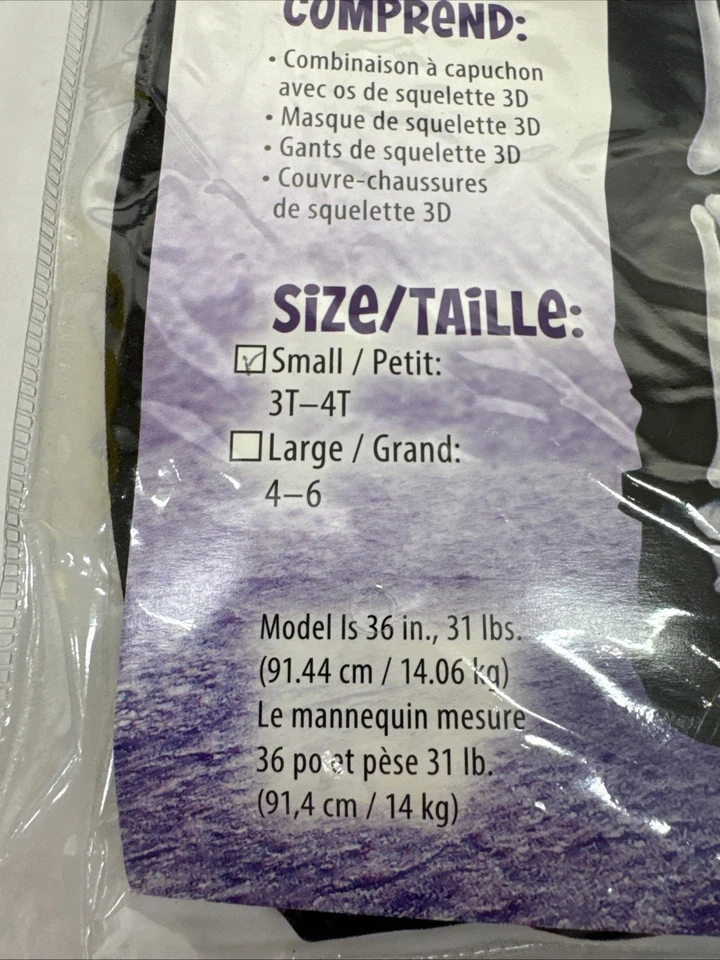 Divertido Mundo Esqueleto "Esquelebos" Niño Pequeño Completo Disfraz de Halloween Pequeño 3T/4T Nuevo con Etiquetas Foto 2 de 4