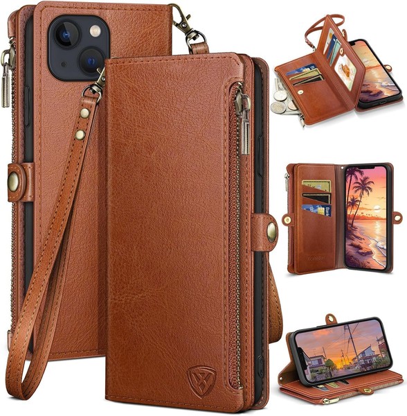 HandyhüLle KlapphüLle Flip Cover PU Leder Mit Kartenfach Rfid-Schutz 6,1 Zoll-image