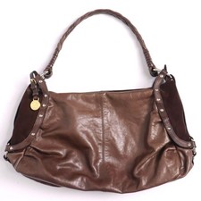 FRANCESCO BIASIA Archive Y2K Brown Leather Suede Studded Shoulder Bag Auth