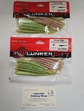 2 BAGS LUNKER CITY FIN-S MINNOW #142 ELECTRIC WATERMELON 4" PLASTIC LURES 