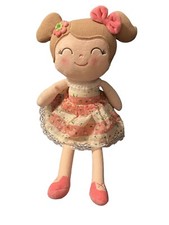 GLOVELEYA Baby DOLL Girl Gifts Pink Floral Dress 16" Soft Plush Sewn Features