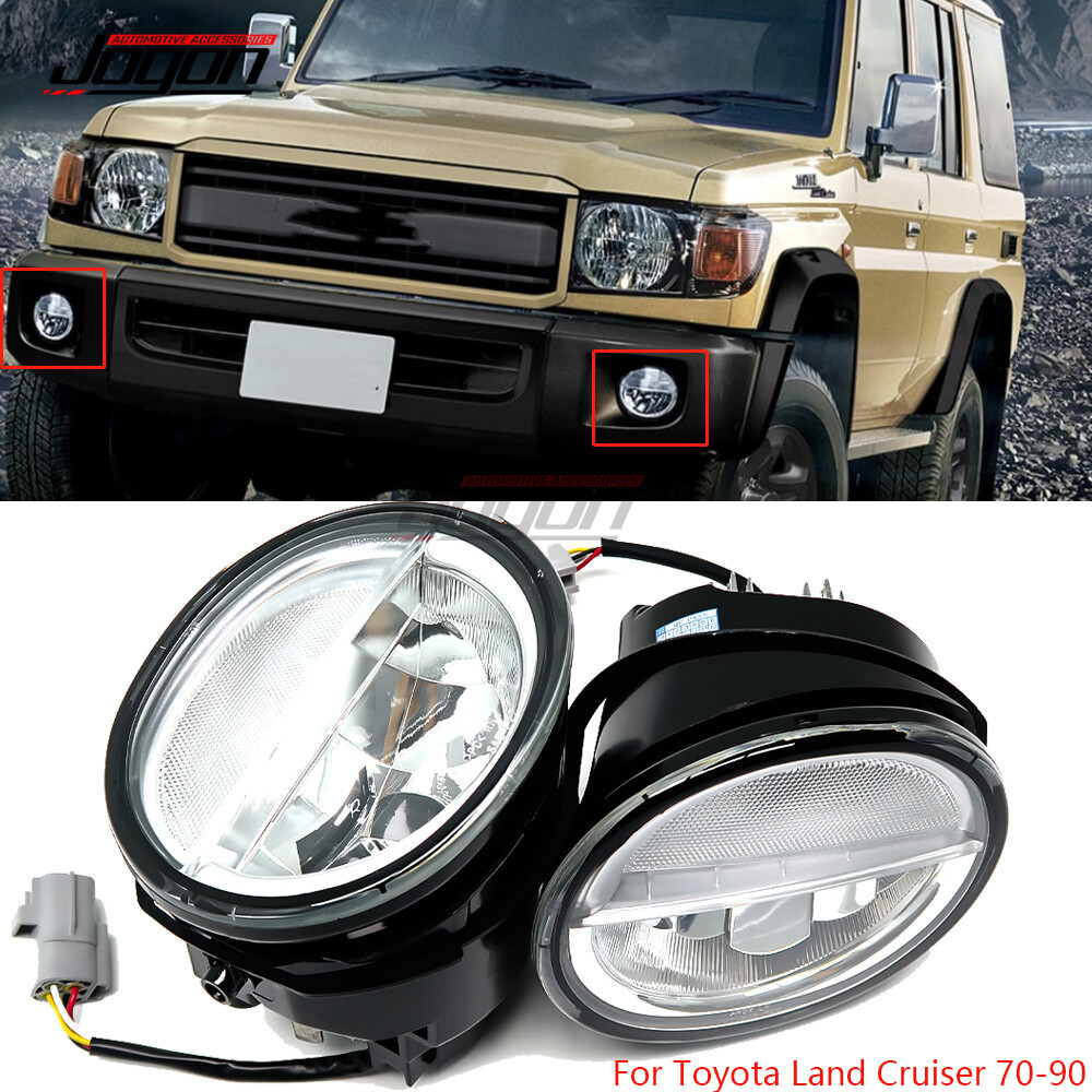 Pair LED Front Fog Lights Lamp For Toyota Land Cruiser LC70 LC76