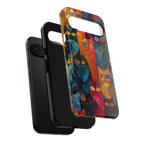 Phone-Ink Google Pixel Tough Cover Case - Abstract Cats Artistic Kitty - 第 4/55 張圖片