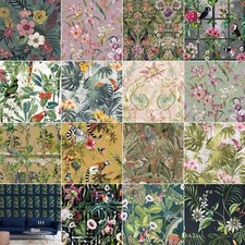 Tropical Vibes Wallpaper - Floral Leaves Animals Birds Geo Panel - Choose Design
