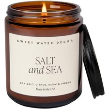 Salt And Sea Soy Candle Sea Salt Citrus Musk And Amber Scented Beach Candle For