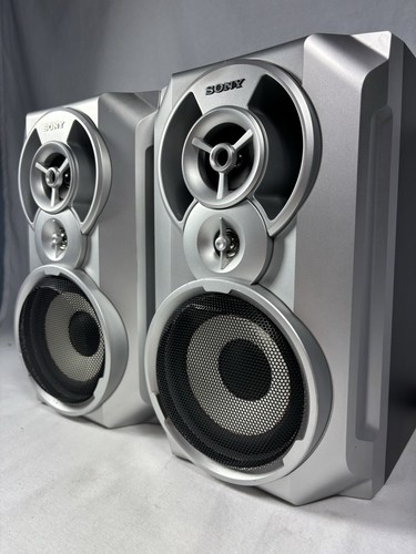SONY Bookshelf Speakers SS-RG55 Bass Reflex Silver/Black - Wires Included Tested - Picture 3 of 13