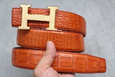 No Jointed - Tan Brown Genuine CROC Leather SKIN Men's Belt -W 1.3"