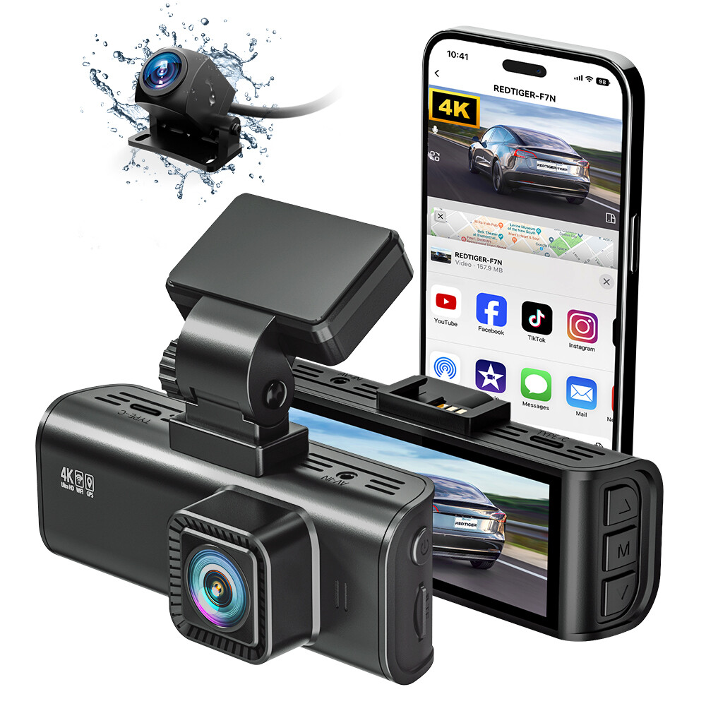 Redtiger F7n Dash Cam REDTIGER F7N 4K Dash Cam Dual Front Rear