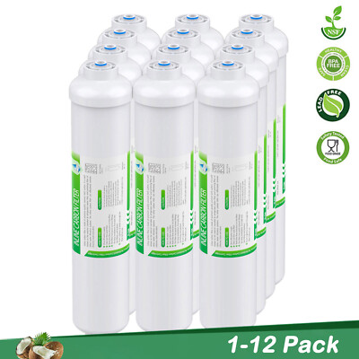 1-12 Pack 5-Stage RO Reverse Osmosis T33 Inline Post Carbon Water Filter 1/4'' QC