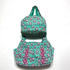 NWT Fabric Crossbody Teal & Purple Floral Print Bag Tote Purse & Lunch Box Set