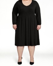 Terra Sky Smock Waist Dress /Black Soot Sizes 0x, 2x, 3x, 4x U Pick