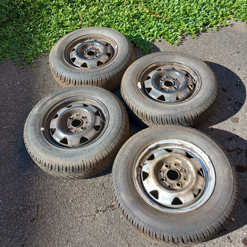 4x 185/70 R14 Semperit Winterreifen auf Stahlfelge für Audi C3, Typ 44, 4 Loch - Bild 4 von 4