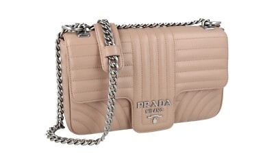 PRADA DIAGRAMME SHOULDER BAG HANDBAG 1BD108 BEIGE LEATHER NEW | eBay