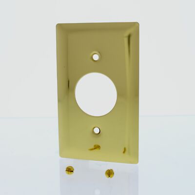 P&S Polished Solid Brass 1.406'' Receptacle Wallplate Single  Outlet Cover SB7-PB