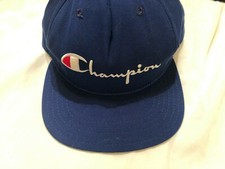 Vintage 1990s Champion Stitched Spell Out Made In USA Royal Blue Snapback Hat