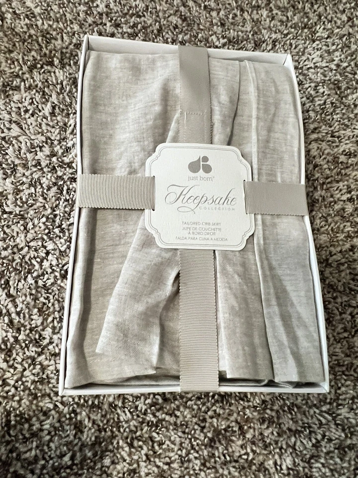 Falda Cuna Colección Just Born Keepsake Gris Lavado 100% Lino Falda Cuna Foto 3 de 3