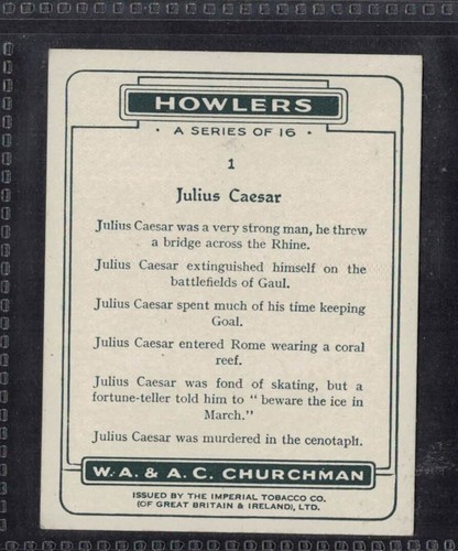 JULIUS CAESAR - 80 + year old English Tobacco Card # 1 - Picture 2 of 2