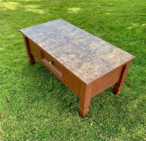 Upcycled Painted Coffee Table With Old Map Decoupage Top - Picture 7 of 10