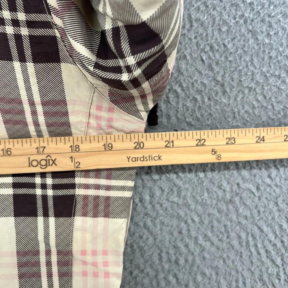 Chaqueta Burton Mujer Pequeña Parka Cremallera Completa Beige Forrada Con Capucha A Cuadros Exterior Foto 3 de 4