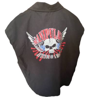 Biker Rocker Black Vest Shirt Skull Polyester Identic XXL 45/46
