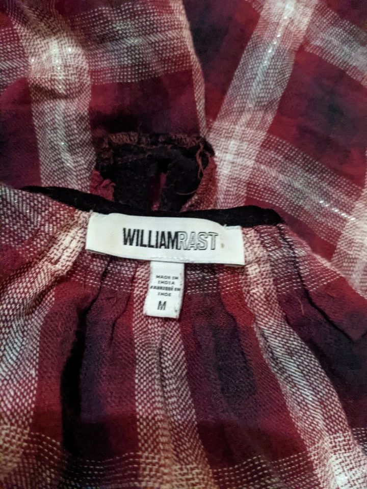 Camisa Pullover William Rast Justin Timberlake Roja a Cuadros Talla Mediana M Foto 3 de 4