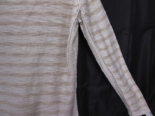 Chico's sz 2 (L) Beige Gold Stripe Long Sleeve Pullover Knit Top/ Sweater - Picture 10 of 11