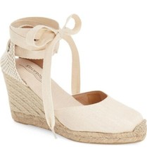 Alpargatas altas de gamuza con cuña Soludos para mujer en lino rubor, talla 7 - nuevas en caja