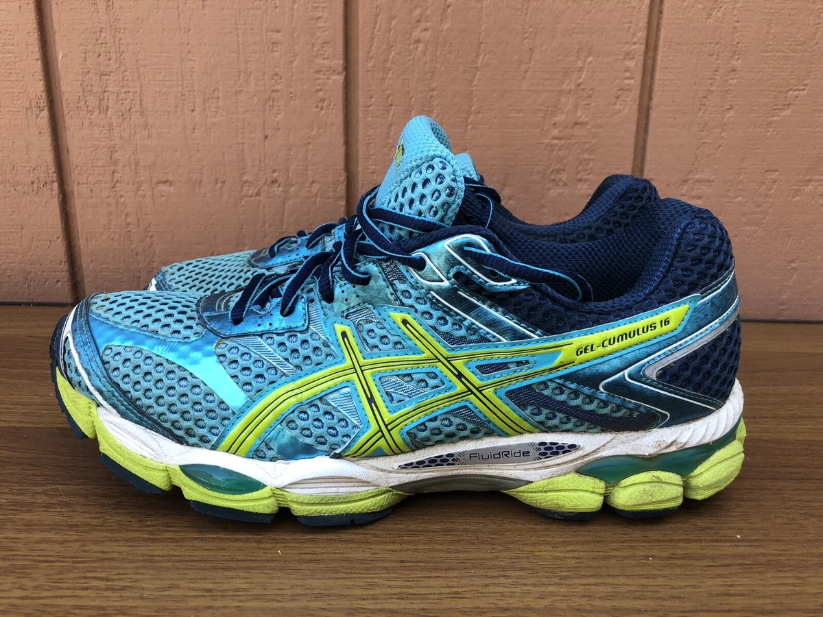 ASICS Gel Cumulus 16 Aqua Navy Blue Lime Green Running Shoes Women 9.5 C9 | eBay