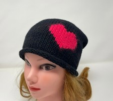 Women Hat Soft Beanie Hand Knit 100  Cashmere Black color Warm Beret gift