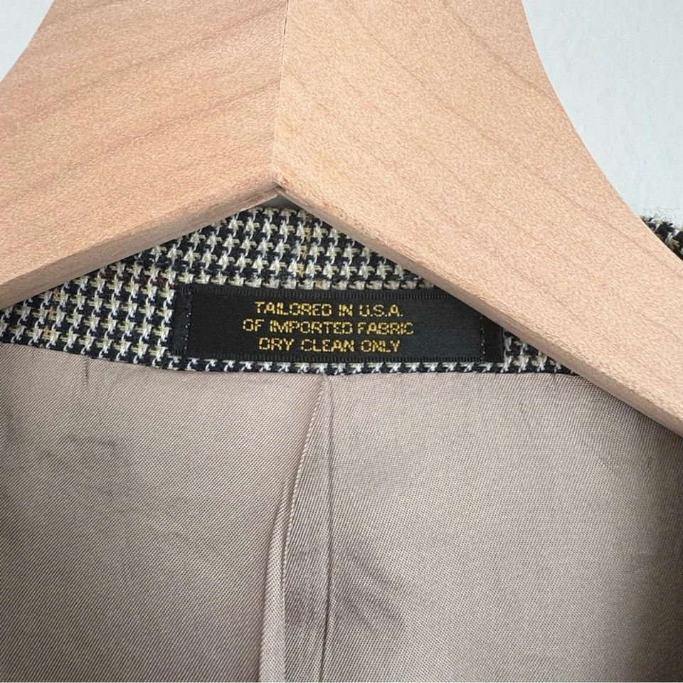 Abrigo deportivo a cuadros Hardwick Clothes para hombre 46R pata de gallo marrón vintage Foto 3 de 4