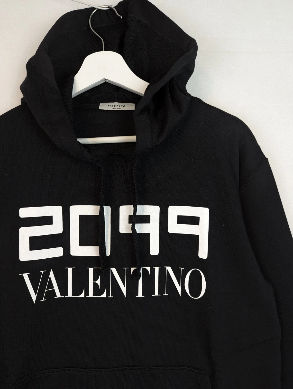 FELPA CON CAPPUCCIO UOMO VALENTINO 2099 STAMPA JERSEY NERO BIANCO TAGLIA M PREZZO AL PUBBLICO £590
