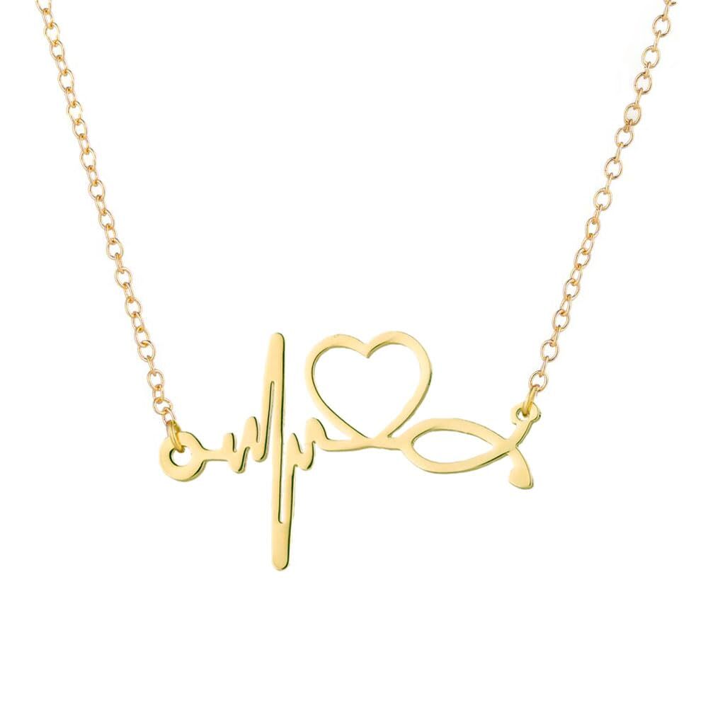 Nurses'day Gift EKG Heartbeat Necklace Lifeline Pulse Pendant Nurse Doctor RN Nu