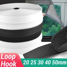 1.6-5cm Heavy Duty Hook and Loop Strip Adhesive Sticky Back Fastener BLACK/white