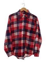 JCPenney 70s Long Sleeve Shirt, Medium, Cotton, Red Check