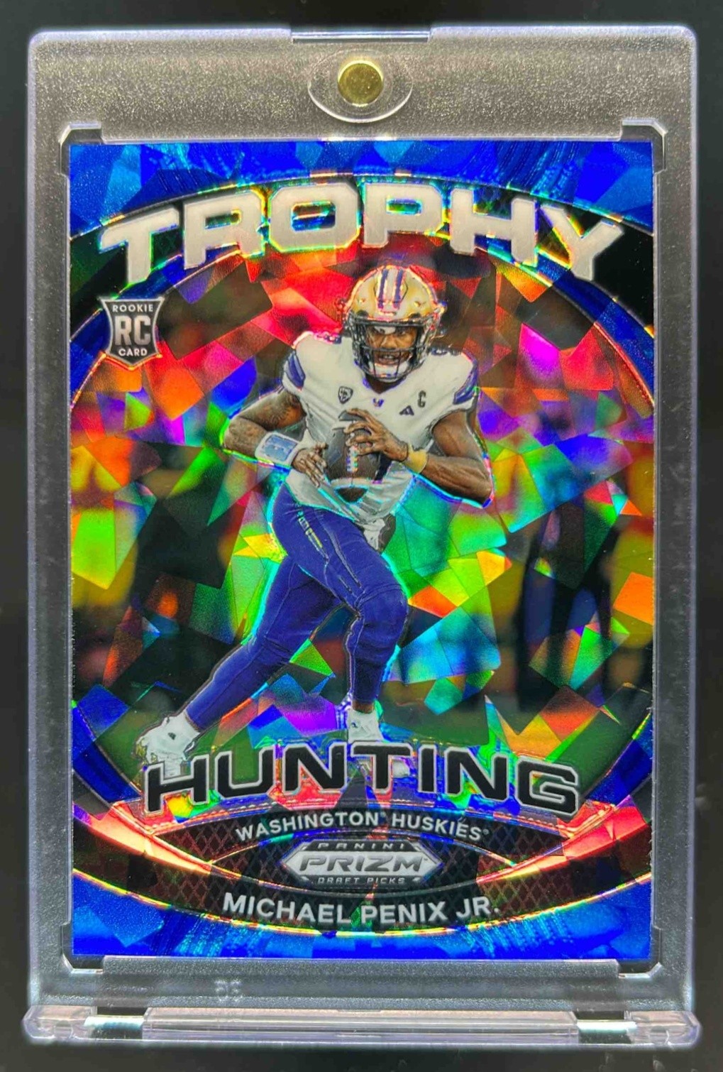 2024 Prizm Draft Picks Michael Penix Jr. Trophy Hunting RC Blue Ice #70/99