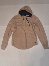 Hollister Hoodie Sweatshirt Mens Medium M Tan Beige Fleece Pullover stain 