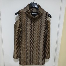 Layers Jaquard Suit Cold Shoulder Top  Matching Elasticated Trousers Size S/M