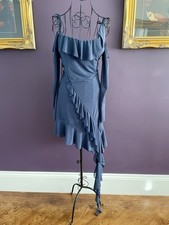 House of CB London Blue Ruffle Asymmetric Dress Size M UK 10–12 Occasion