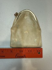 Vintage 50s Genuine Tan Leather Change And Bill Compartment Kiss Lock Coin Purse