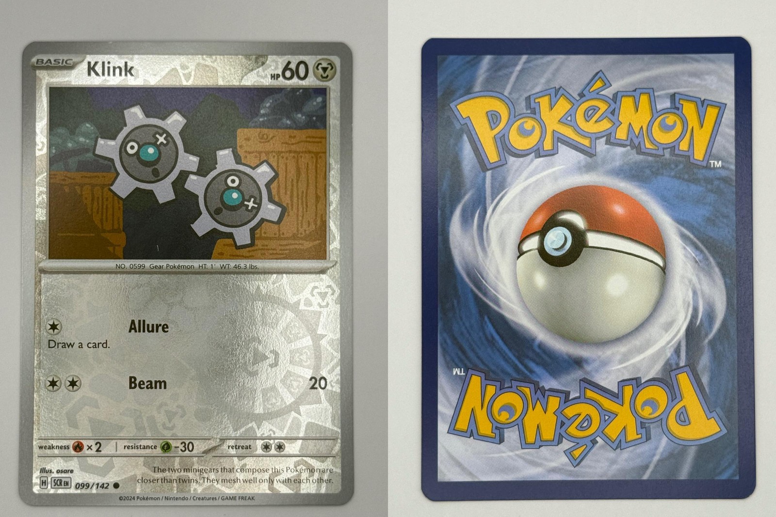 Klink 99/142 Common Stellar Crown Pokemon Reverse Holo Lightly Played