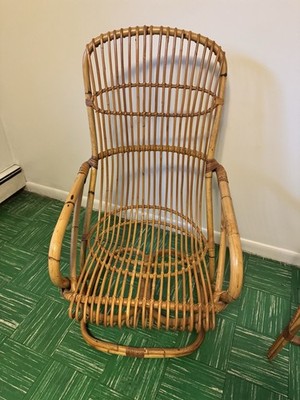 Vintage Modern Bamboo Rocking Chair Franco Albini Style/Armchair/Bentwood Rocker