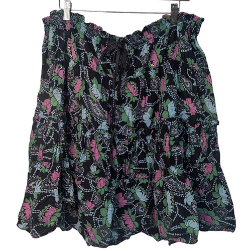 Marc Jacobs, Vintage Y2K Marc Jacobs Dark Floral Paisley Tiered Cotton Skirt Boho Designer M
