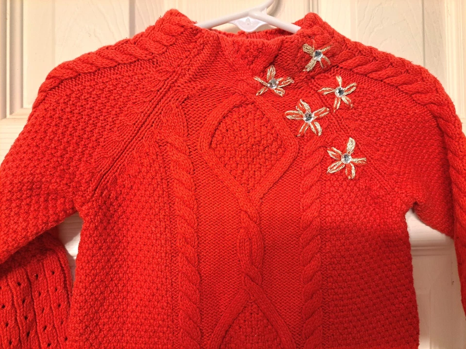 Maggie & Zoe 12 Months Red Sweater Dress Gold Accents Holiday Christmas  - Image 4 of 4