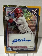 Dylan Crews 2024 Bowman Chrome Prospects GOLD SHIMMER REFRACTOR /50 Flawless!
